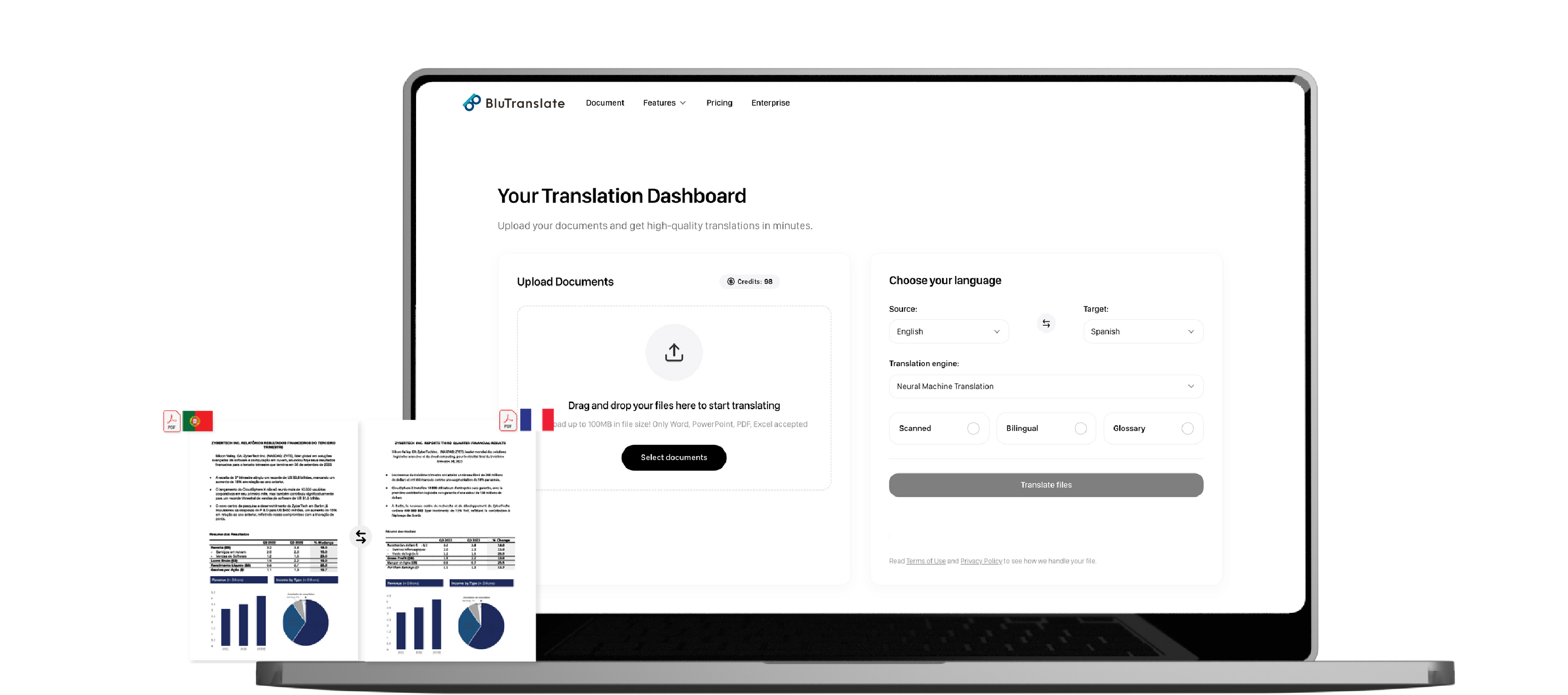 Fast online document translation visualization